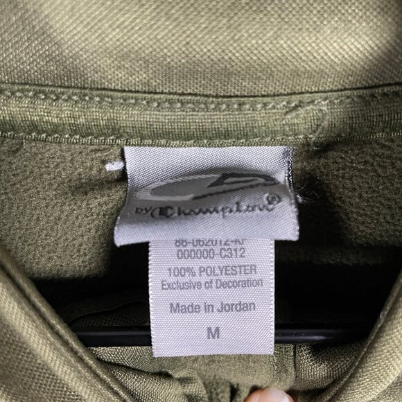 Champion Duofold Jacket Fleece Mens Medium Green Warm Control 1/4 Zip Logo - Picture 3 of 7